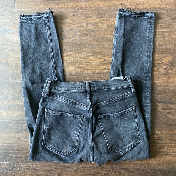 Agolde Riley High Rise Straight Crop in Black Pepper Gray Frayed Hem Size 26 - Picture 7 of 8
